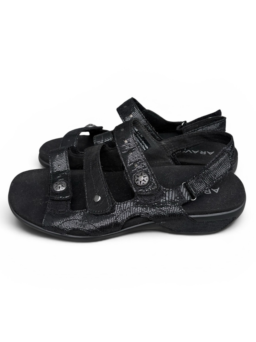 Aravon PC Three Strap Black Sandals Size 8 B